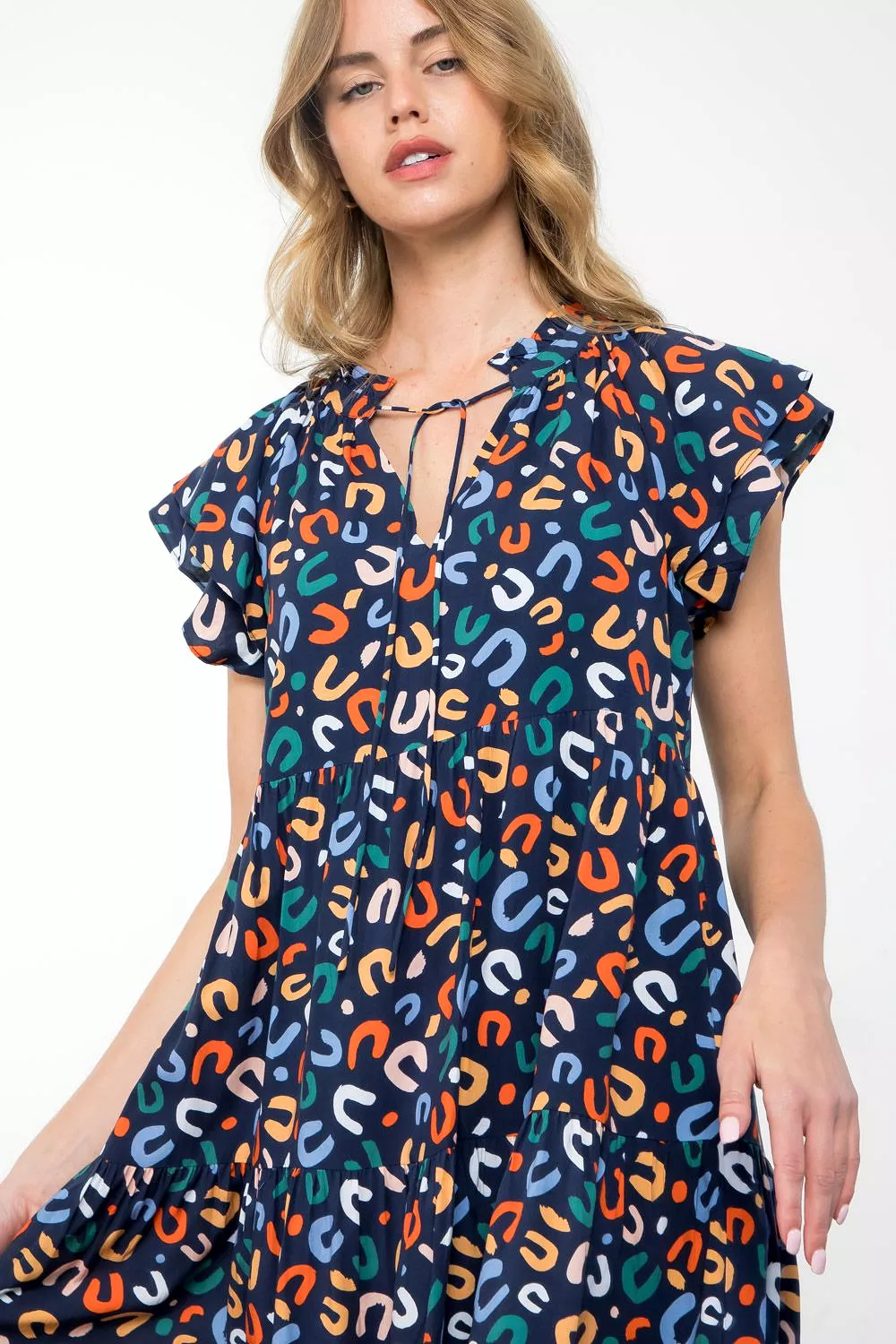 Flutter Sleeve Print Dress