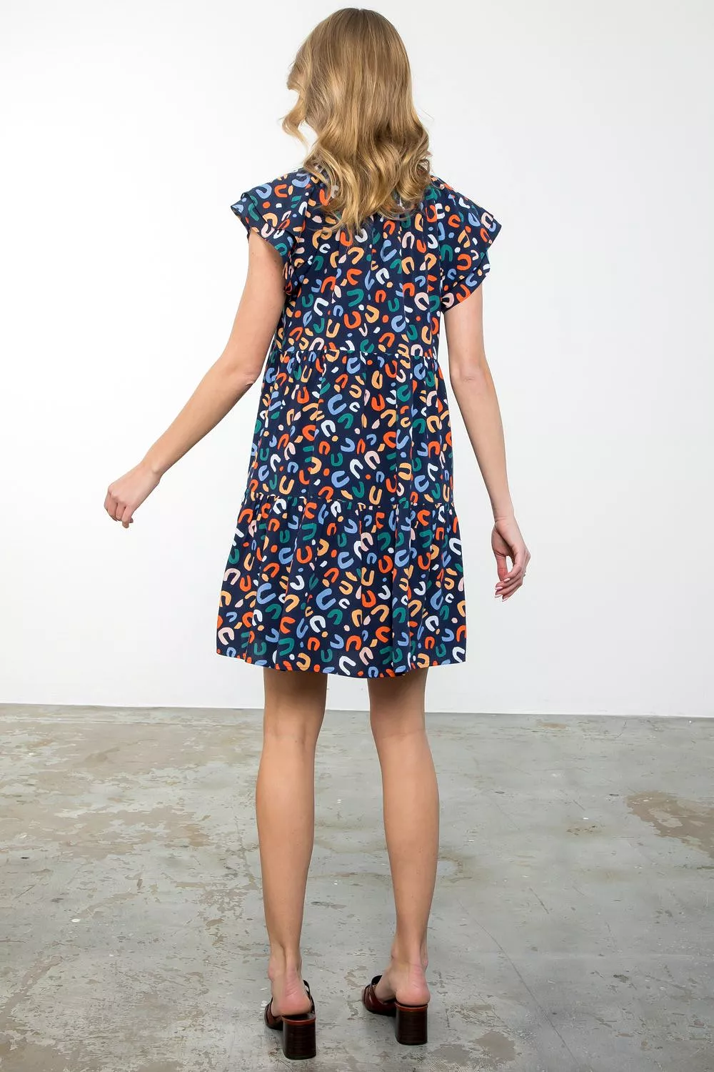 Flutter Sleeve Print Dress