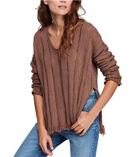 Free People Womens Distressed Pullover Sweater