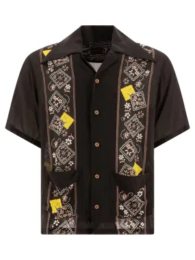 Gauze Bandana Patchwork Shirts Black