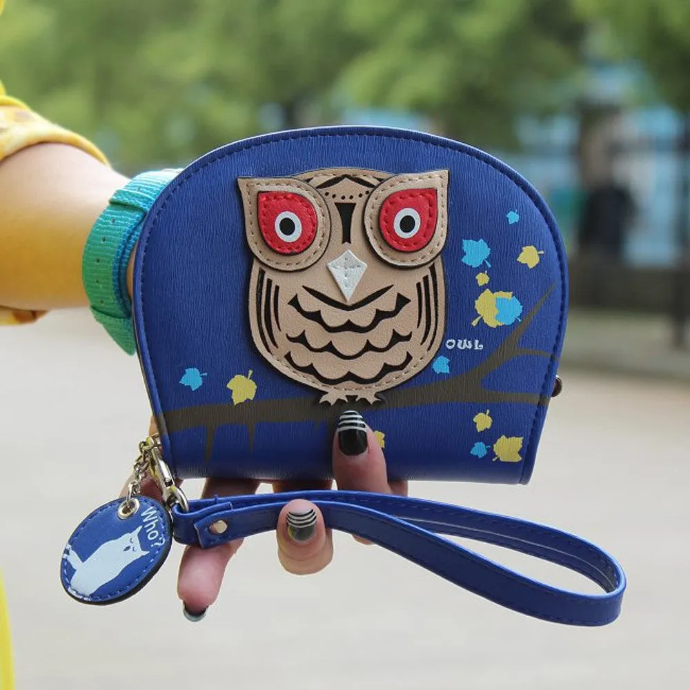 Goforward Girl Owl Clutch Coin Money Bag Coin Change Wallet Women Purse