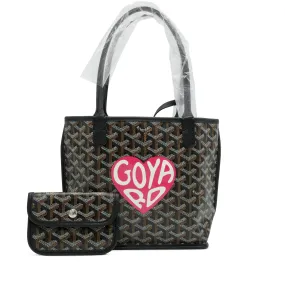 Goyard Black and Pink Goyardine Canvas and Chevroches Calfskin Anjou Mini Bag