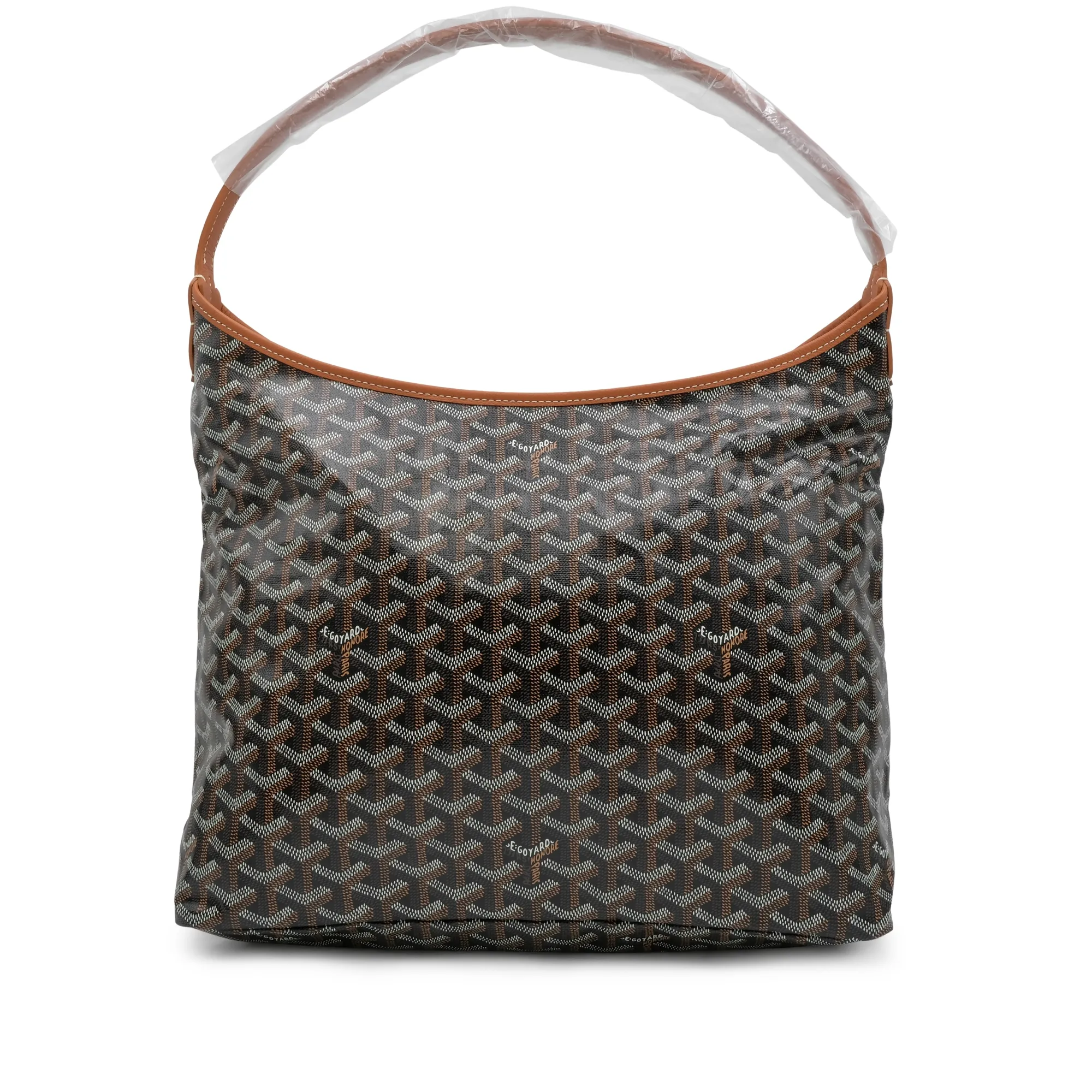 Goyard Black Goyardine Canvas and Tan Chevroches Calfskin Boheme Hobo Bag