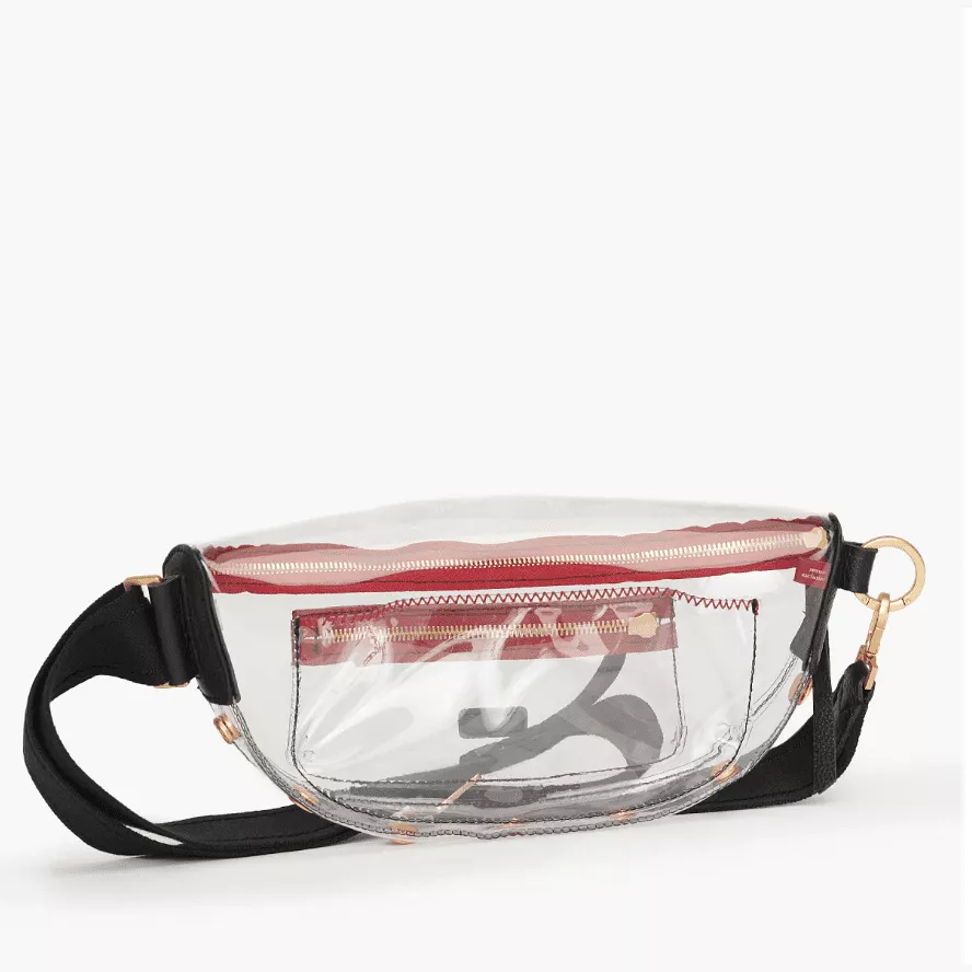 Hammitt Clear Charles Crossbody Handbag - Black/Brushed Gold Red Zip