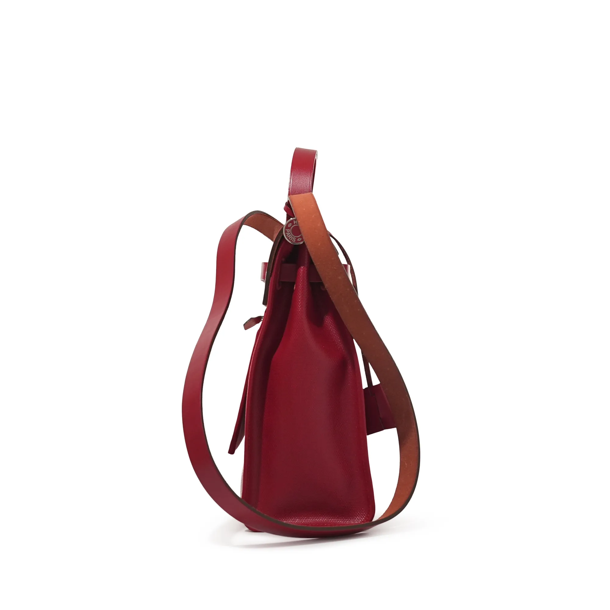 Hermès Rouge Piment Vache Hunter, Berline Canvas and Ecru Toile Herbag Zip 31 Enameled Palladium Hardware, 2019