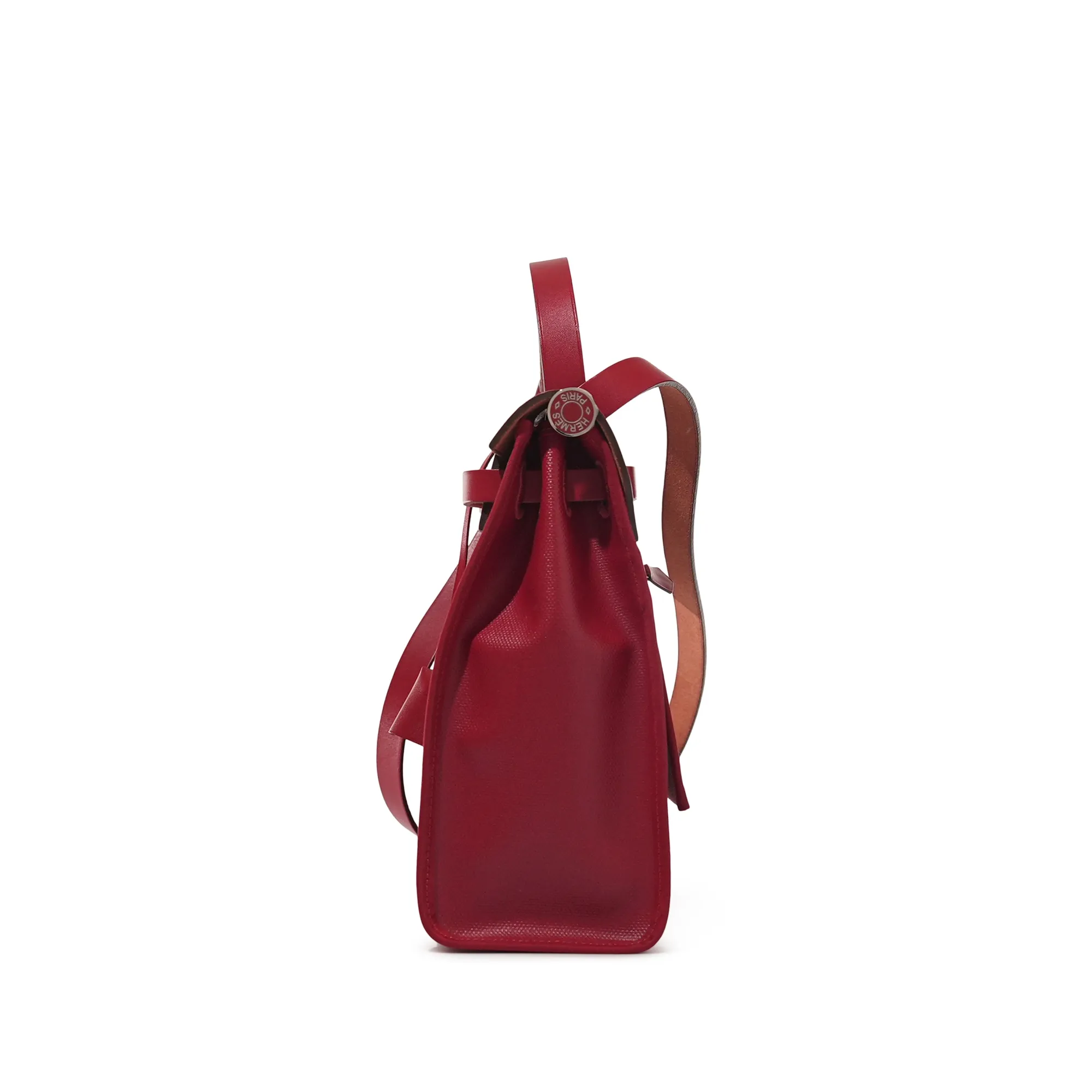 Hermès Rouge Piment Vache Hunter, Berline Canvas and Ecru Toile Herbag Zip 31 Enameled Palladium Hardware, 2019