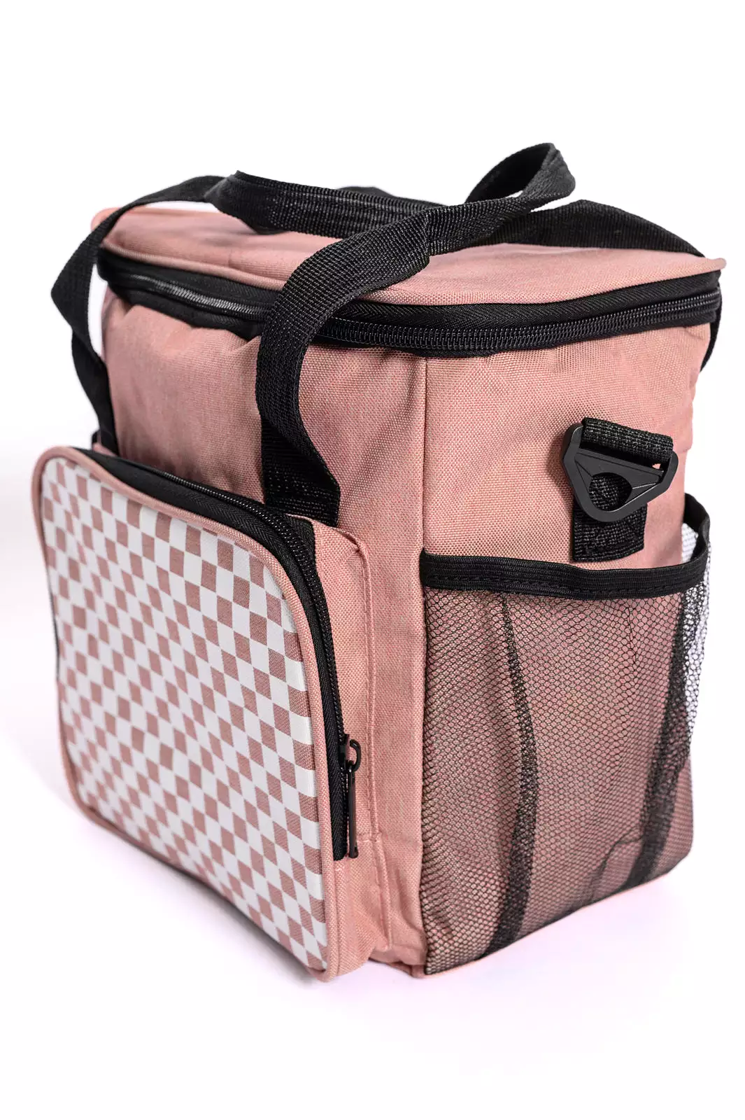 Insulated Checked Tote in Pink