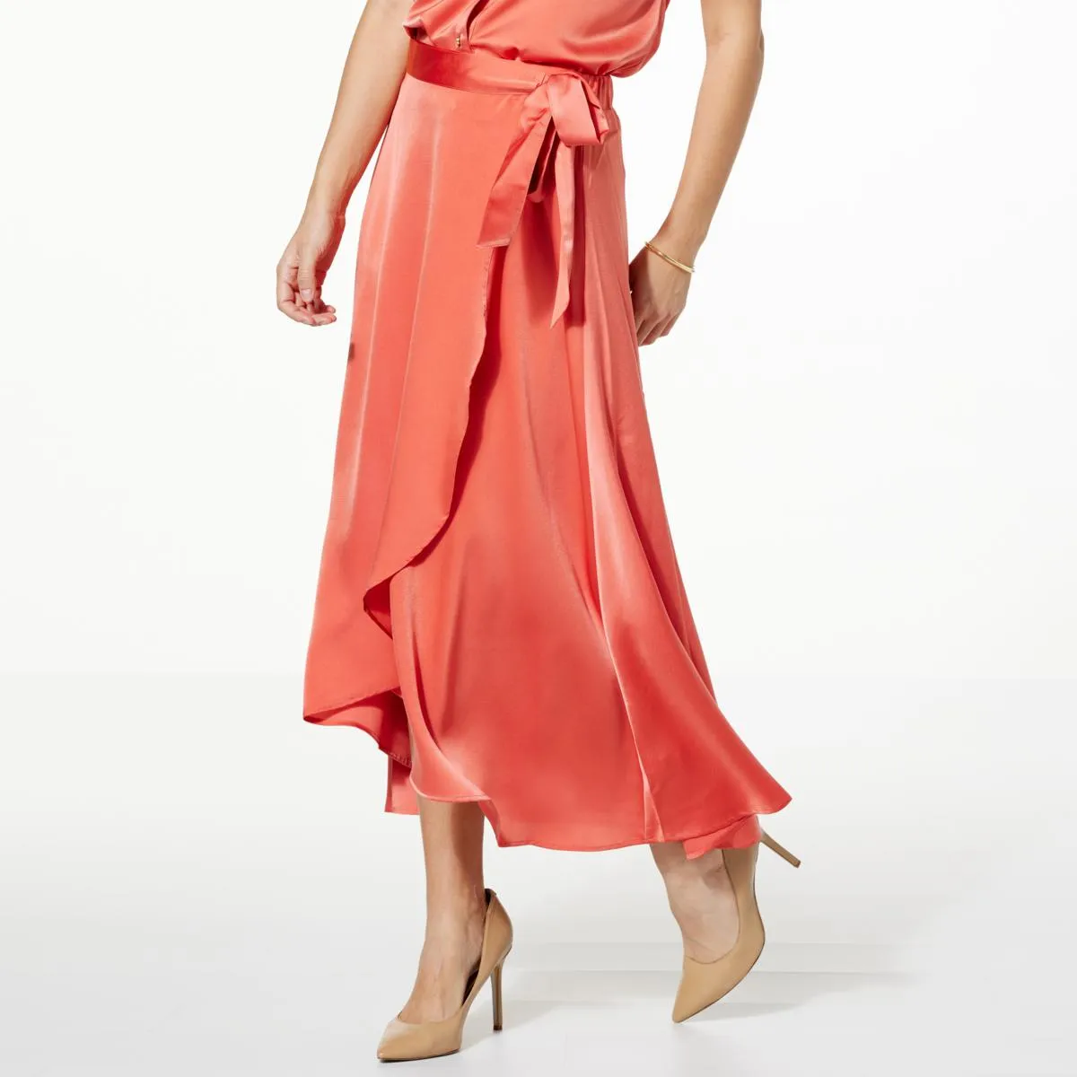      Jaclyn Smith Satin Side Tie Wrap Skirt     