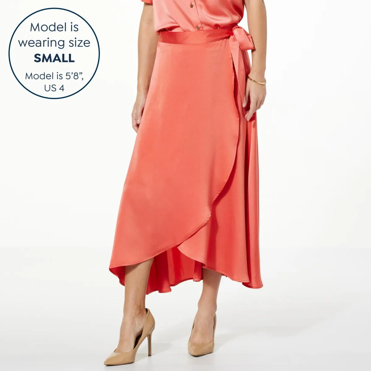      Jaclyn Smith Satin Side Tie Wrap Skirt     