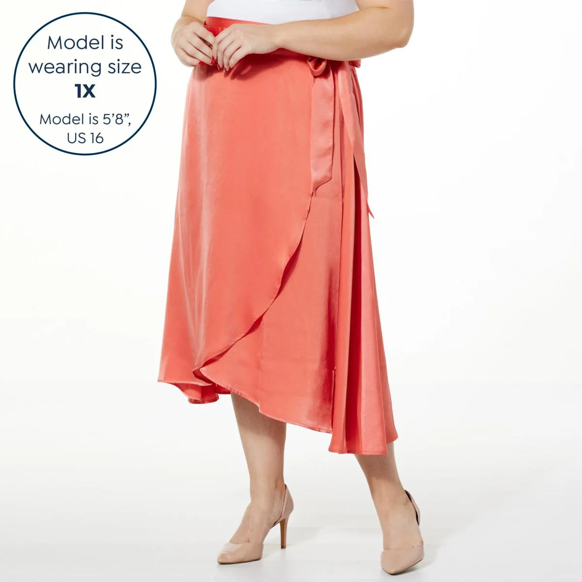      Jaclyn Smith Satin Side Tie Wrap Skirt     