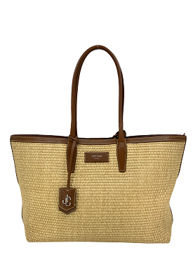 Jimmy Choo Nine2Five Raffia & Leather Tote