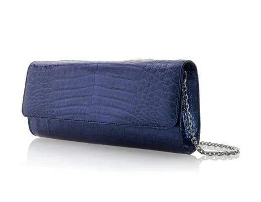 Judith Leiber Couture Judith Leiber  Kate Crocodile Clutch Cobalt