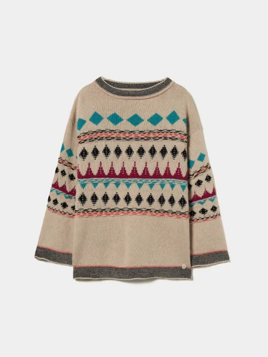 Knitted jacquard sweater