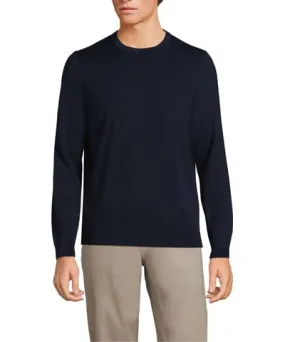 Lands' End Big & Tall Fine Gauge Cotton Crew Neck Sweater