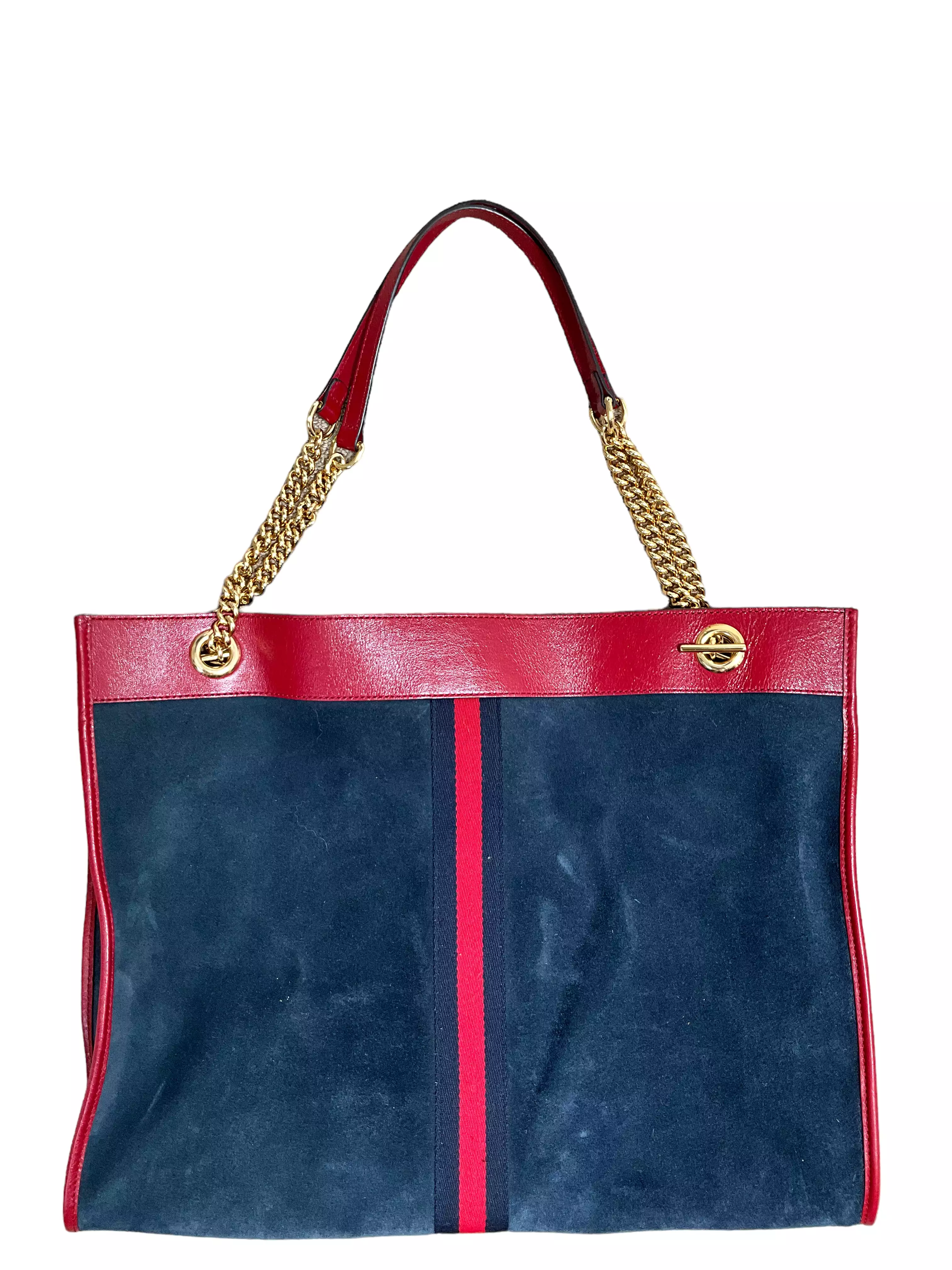 Large Gucci Rajah Tote in Blue Suede