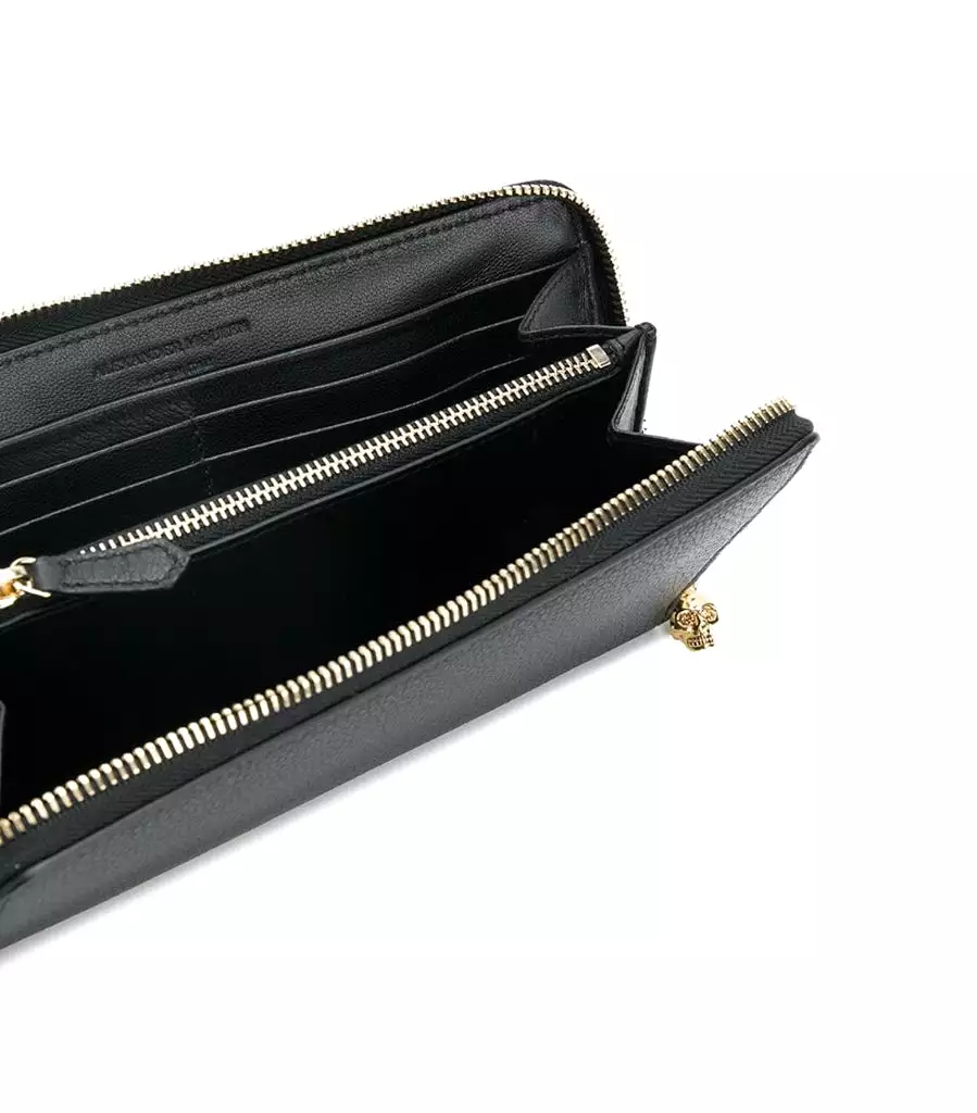 Long Zip Wallet, Black/Gold