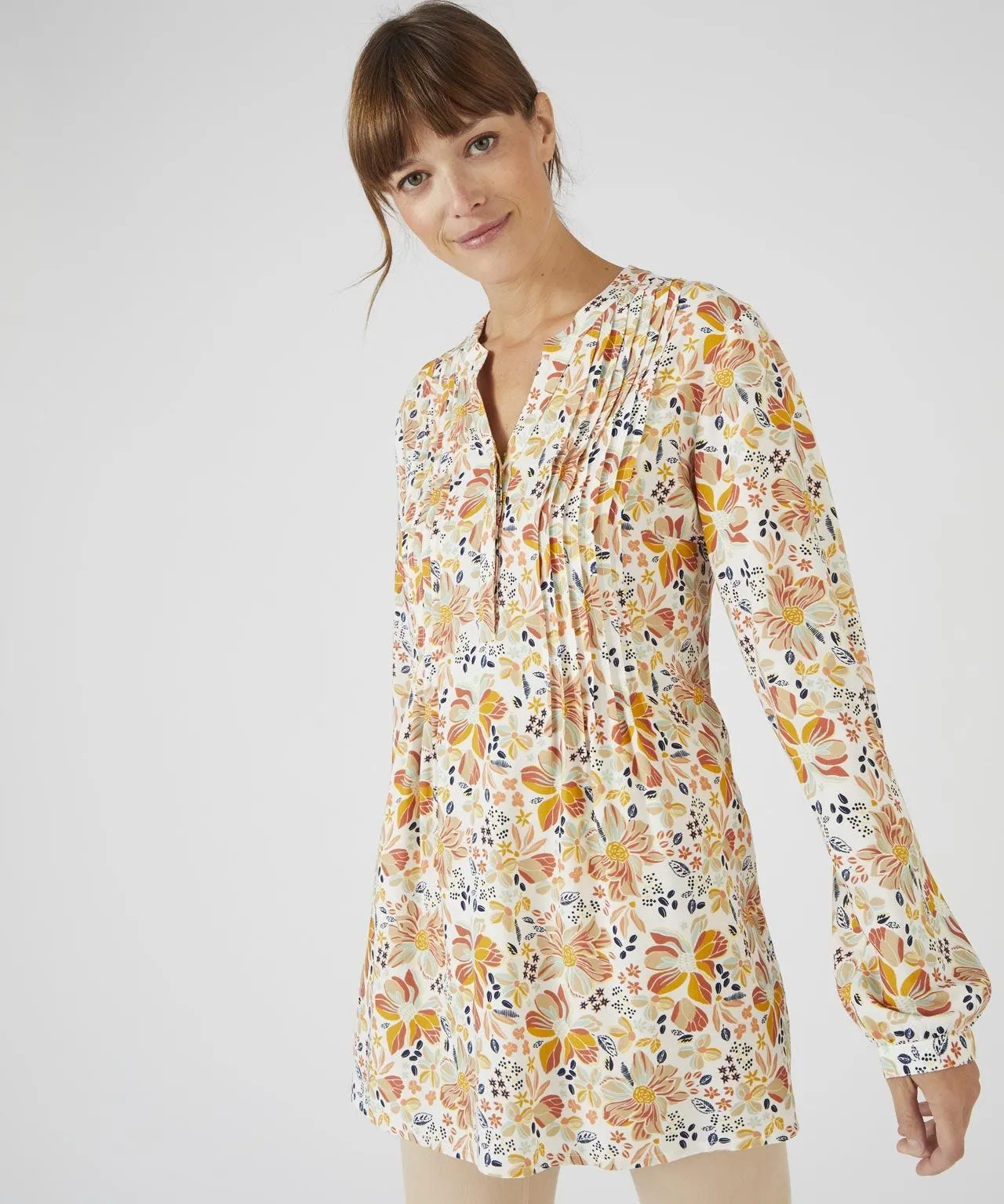 Longline Floral Printed Tunic Blouse