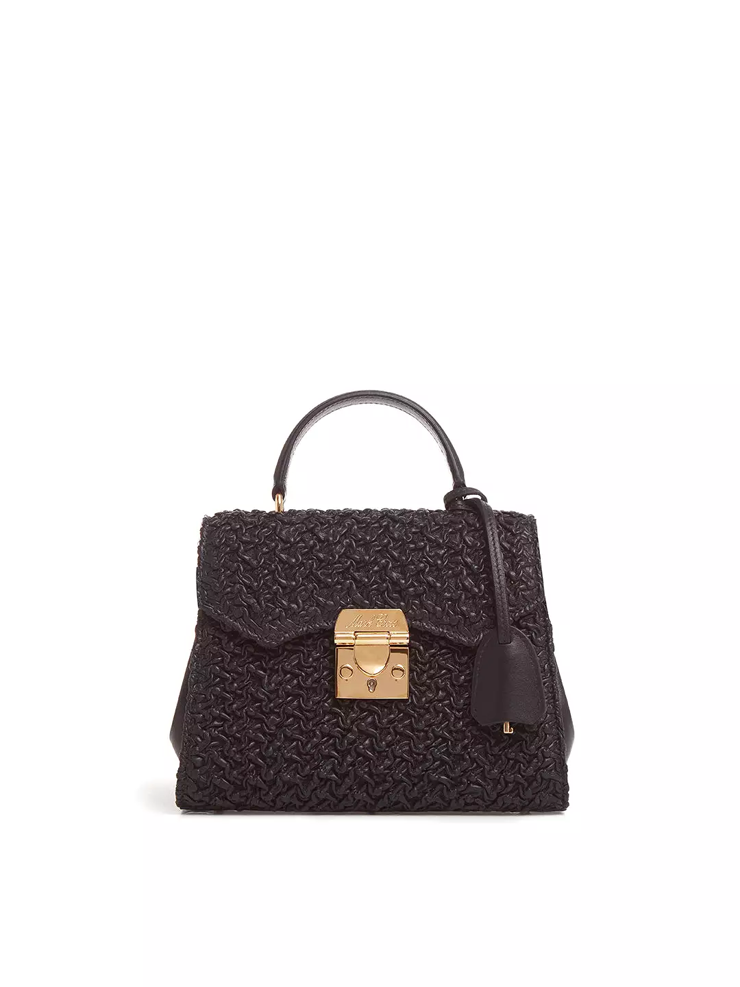 Madeline 21 Black Curly Leather Top Handle Bag