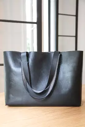 MARISOL LEATHER TOTE // BLACK