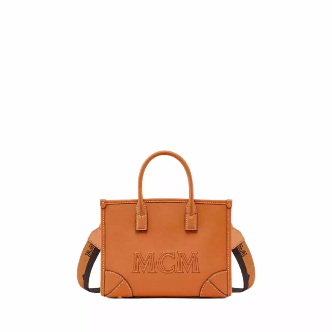 MCM Munchen Mini Tote In Spanish Calf Leather (Cognac)