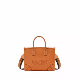 MCM Munchen Mini Tote In Spanish Calf Leather (Cognac)