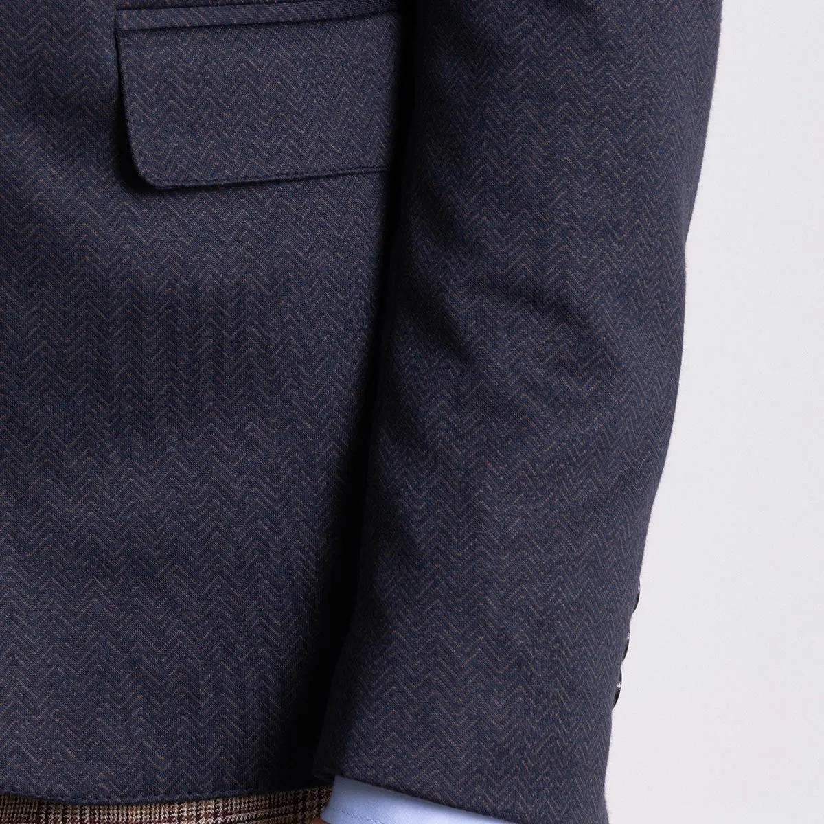 MCR Navy & Brown Herringbone Blazer