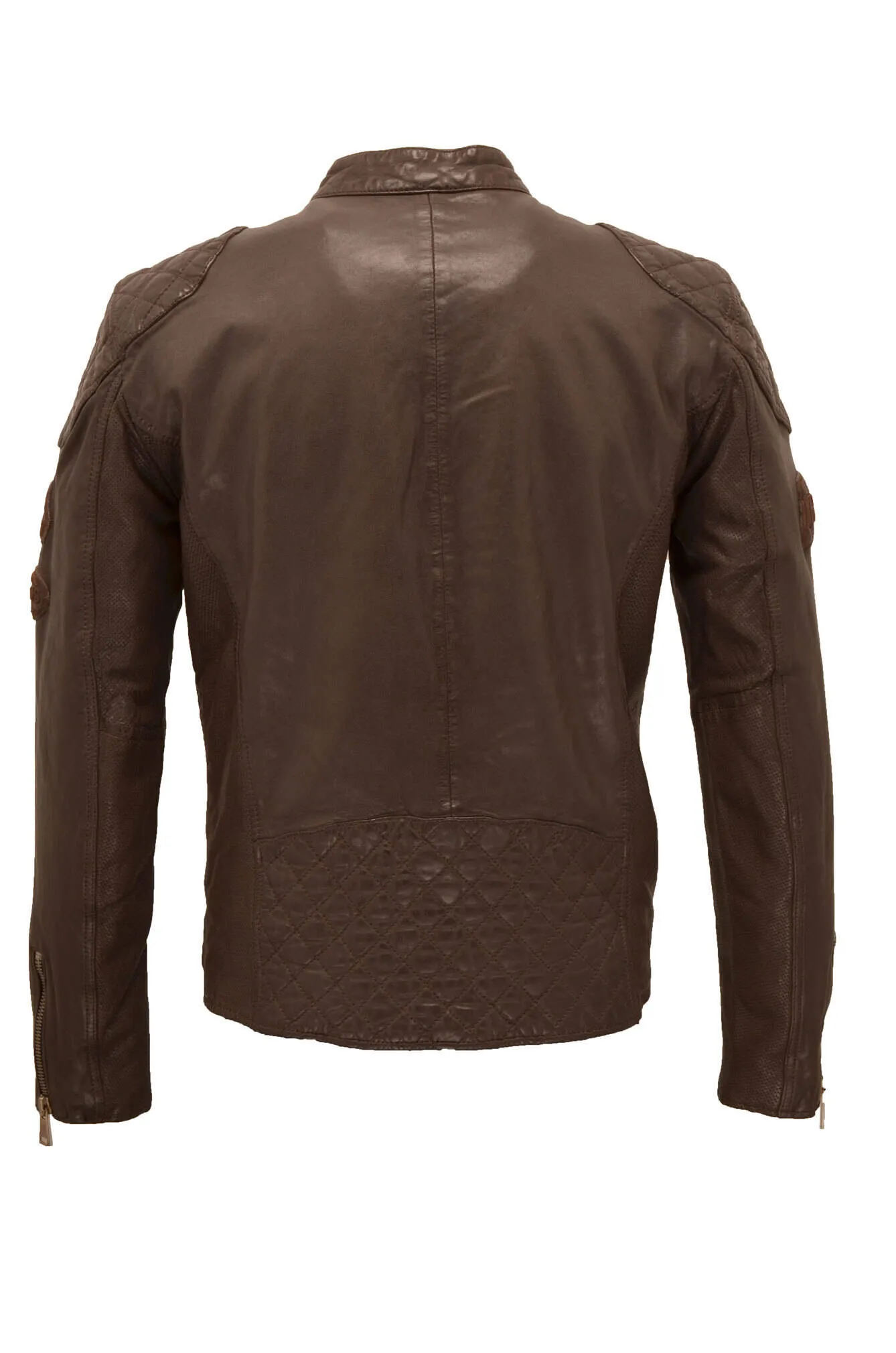 Men's chocolate leather jacket nitro barcelona motorcycle style