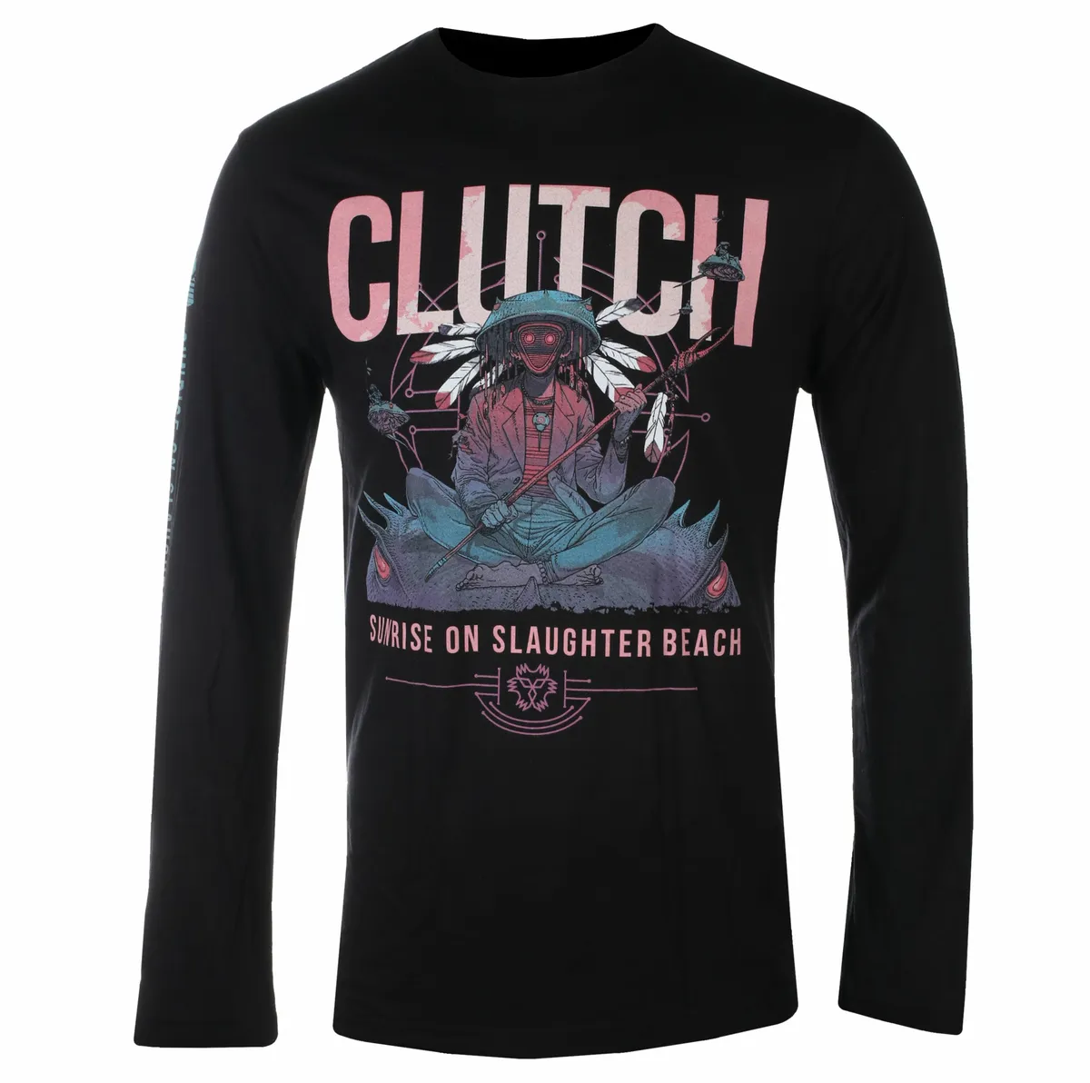 men's long-sleeved t-shirt CLUTCH - SUNRISE ON SLAUGHTER BEACH - BLACK - PLASTIC HEAD - PH12987LS  -  Metal-shop