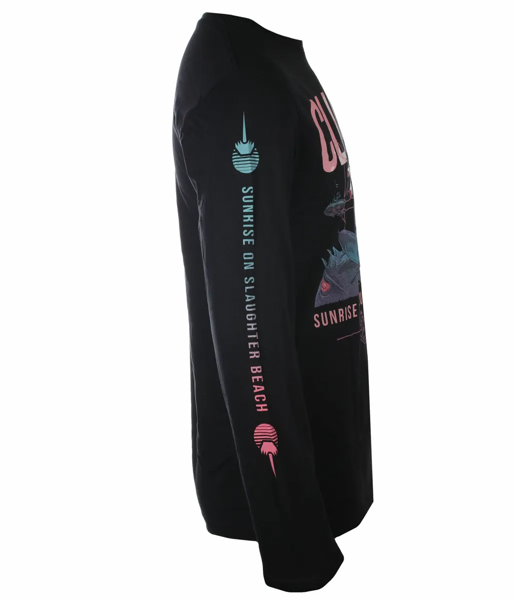 men's long-sleeved t-shirt CLUTCH - SUNRISE ON SLAUGHTER BEACH - BLACK - PLASTIC HEAD - PH12987LS  -  Metal-shop