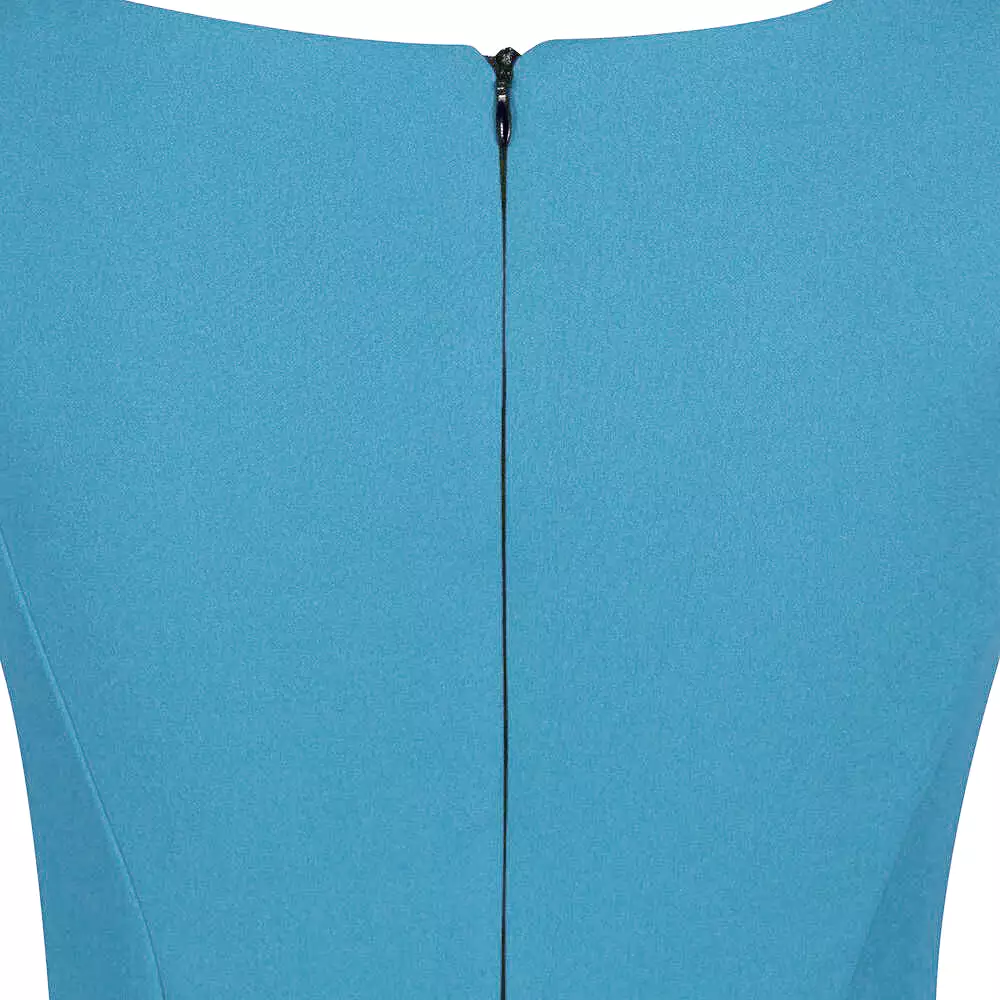 Mid Blue 40s Bodycon Sleeveless Hollywood Wiggle Dress