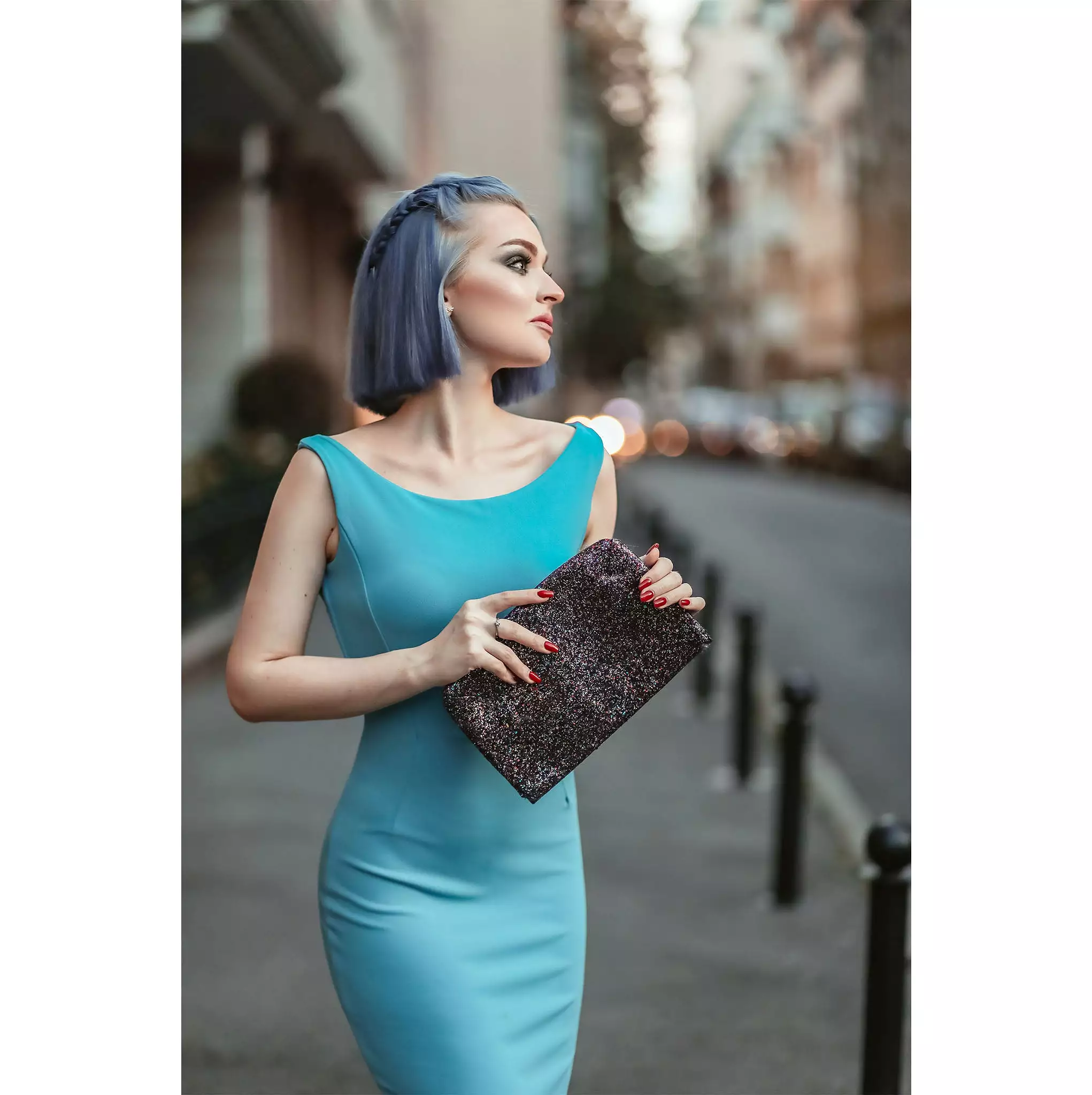 Mid Blue 40s Bodycon Sleeveless Hollywood Wiggle Dress