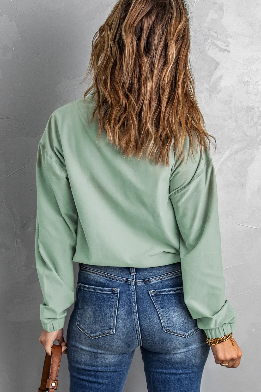 Mint To Be Drawstring Hem Sweatshirt