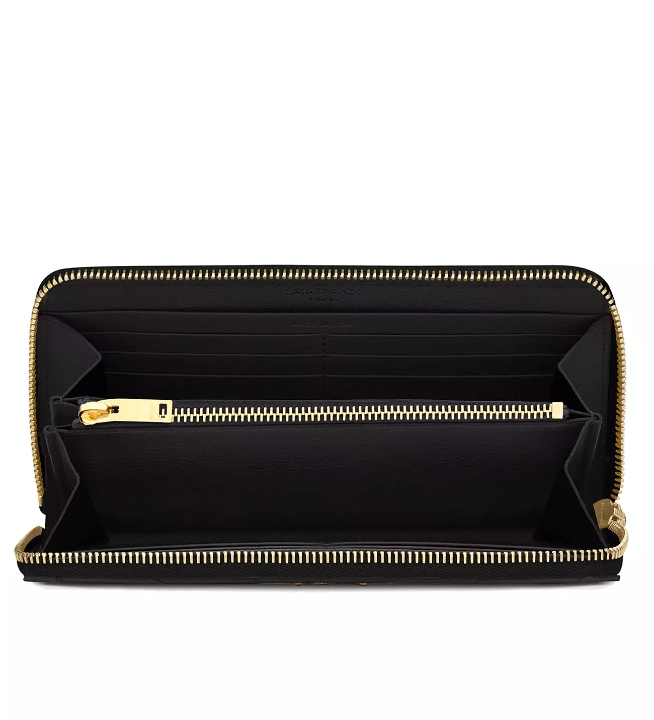 Monogram Chevron Zip Wallet, Black/Gold