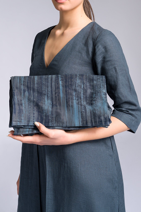 Navy or Natural Foldover Clutch Handbag