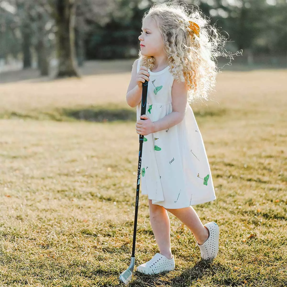 oh baby! Cotton Terry Tank Dress - Golf Print - Snow