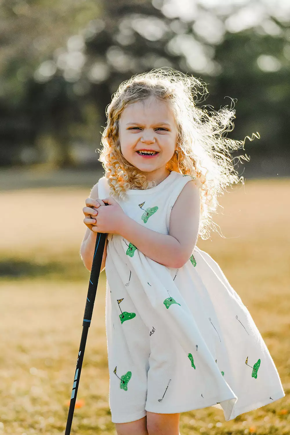 oh baby! Cotton Terry Tank Dress - Golf Print - Snow