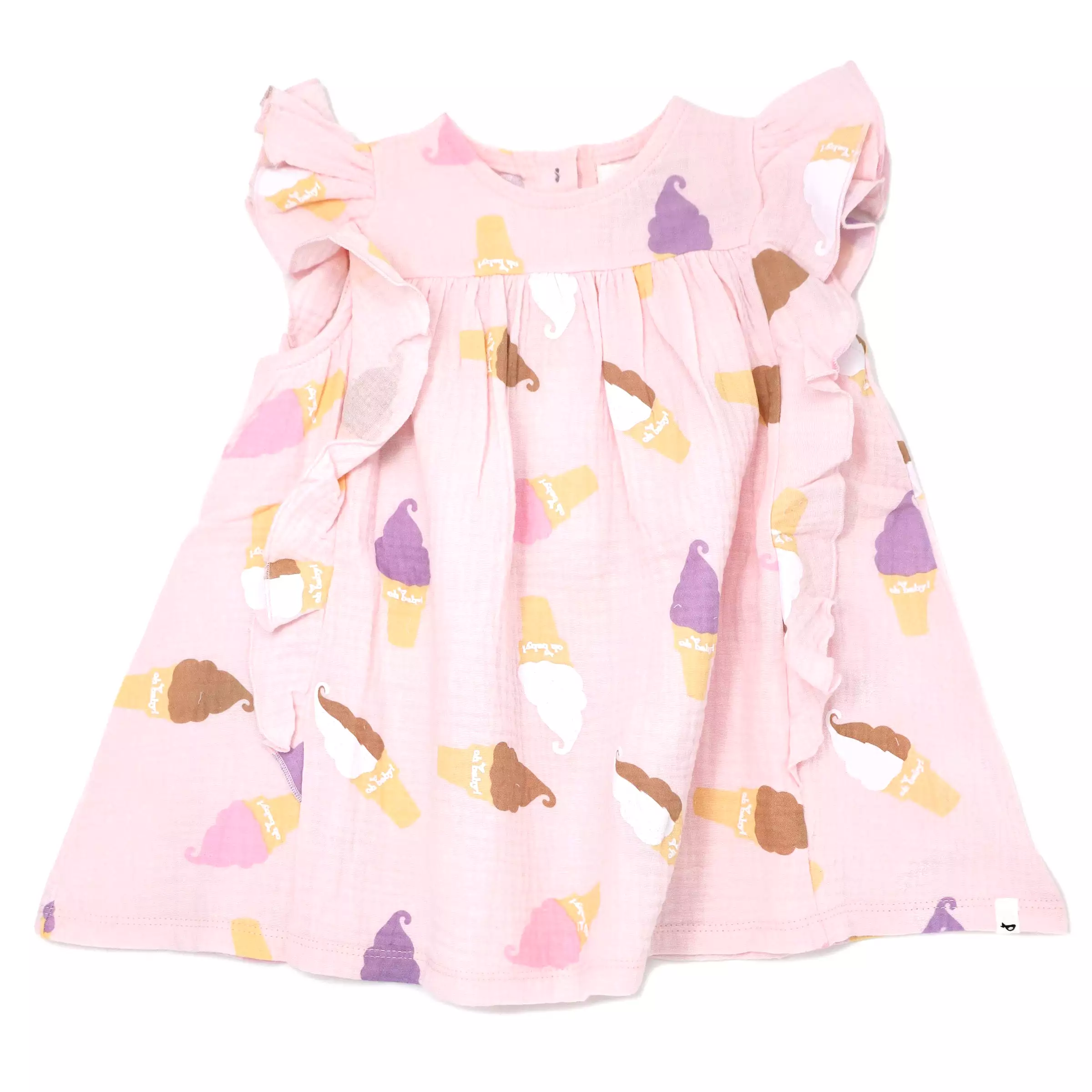 oh baby! Gauze Millie Dress - Soft Serve Ice Cream Print - Pale Pink