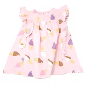 oh baby! Gauze Millie Dress - Soft Serve Ice Cream Print - Pale Pink