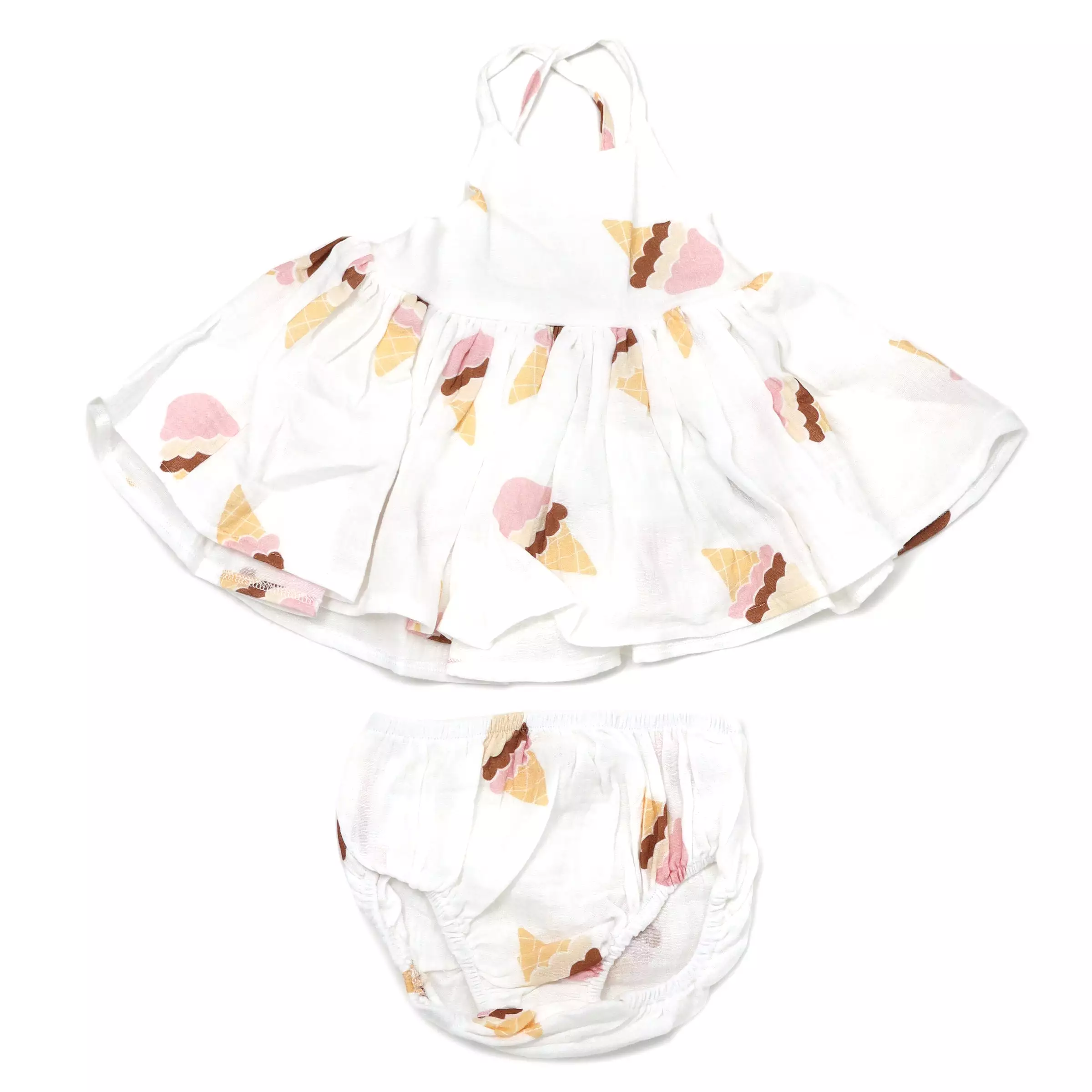 oh baby! Gauze Party Dress - Ice Cream Cone - Oyster