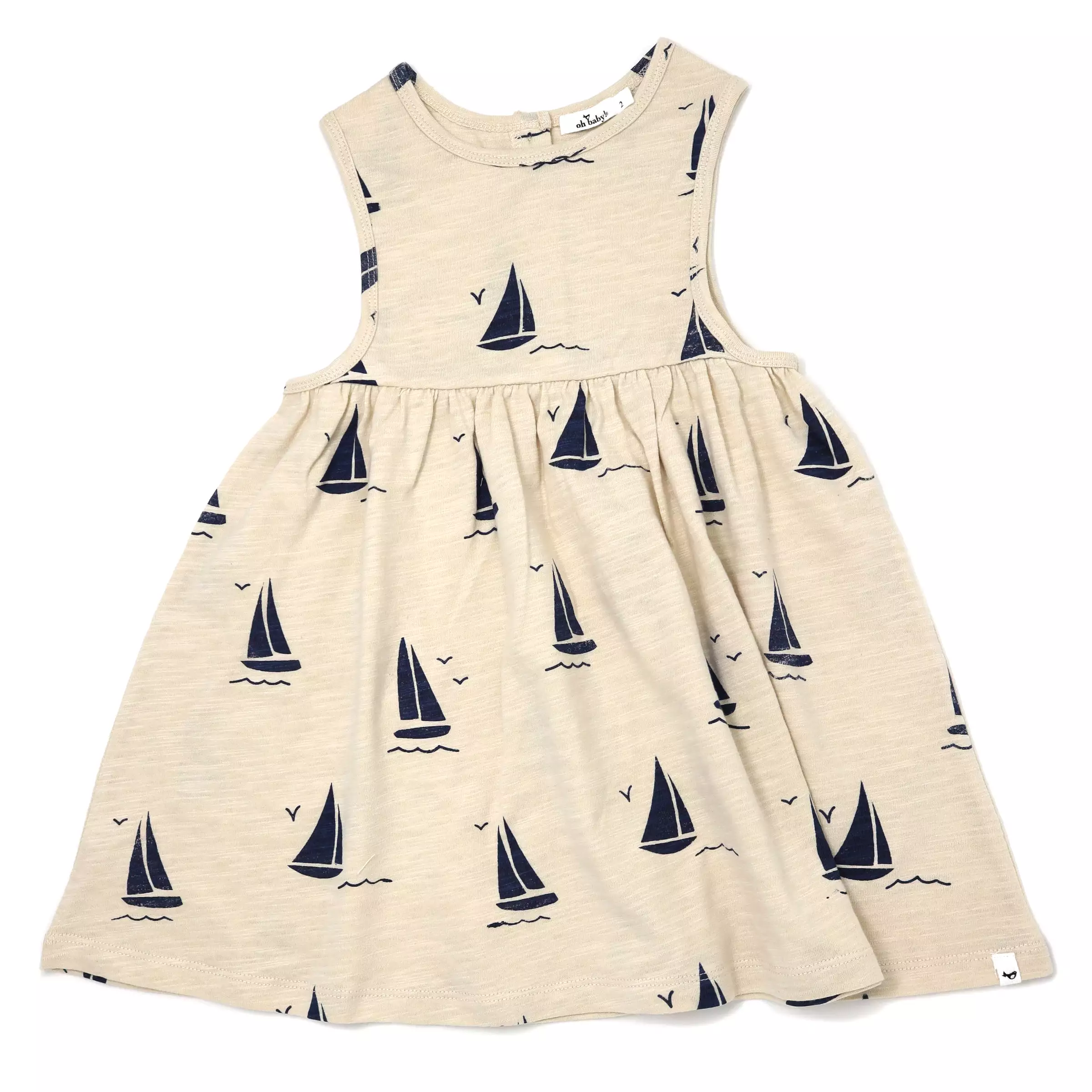 oh baby! Slub Tank Dress - Navy Sailboat Print - Oat