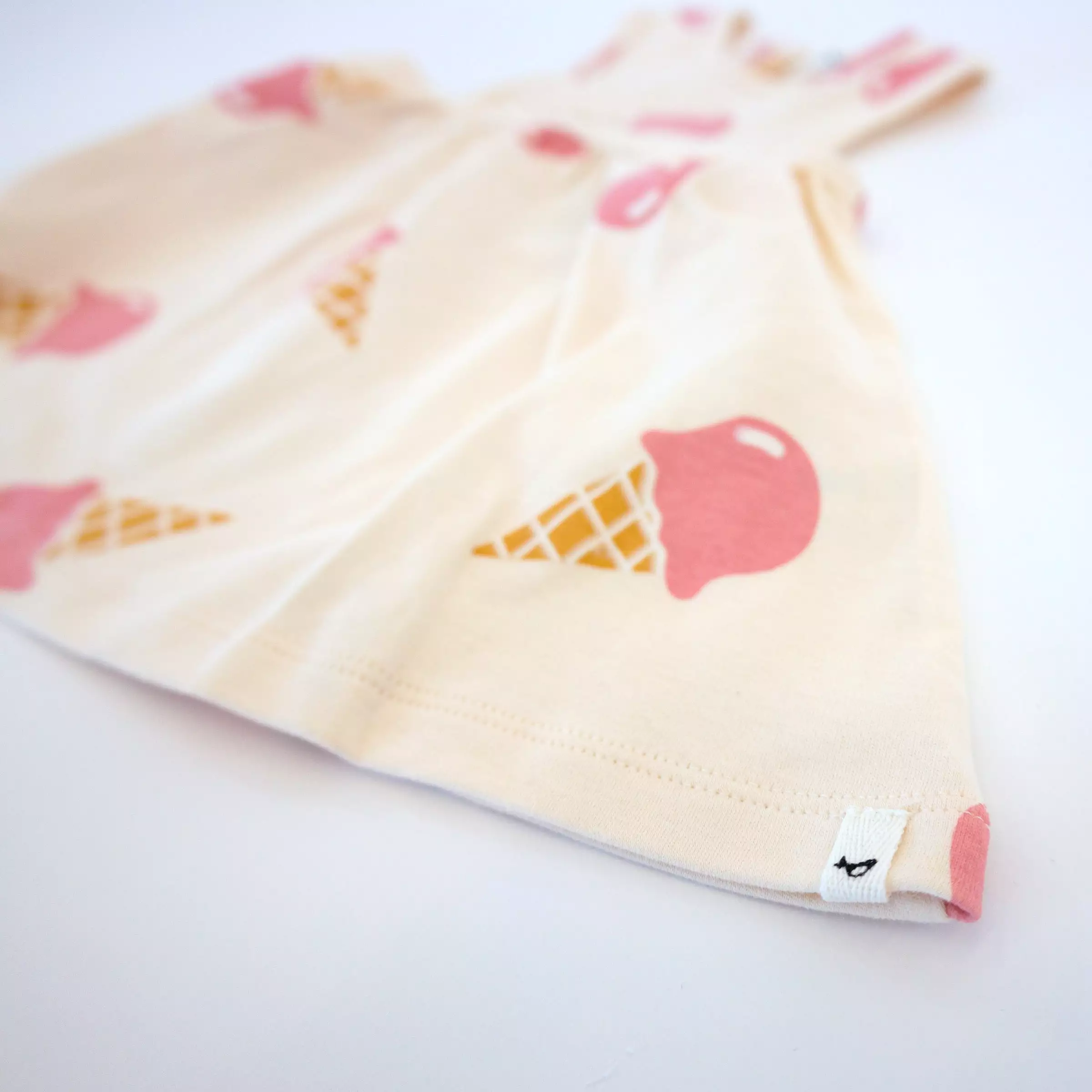 oh baby! Slub Tank Dress - Single Scoop Ice Cream Cone Print - Cashew