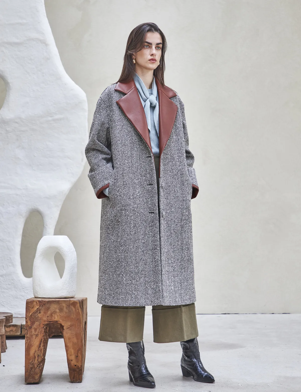 OVERSIZED SINGLE COAT - brown