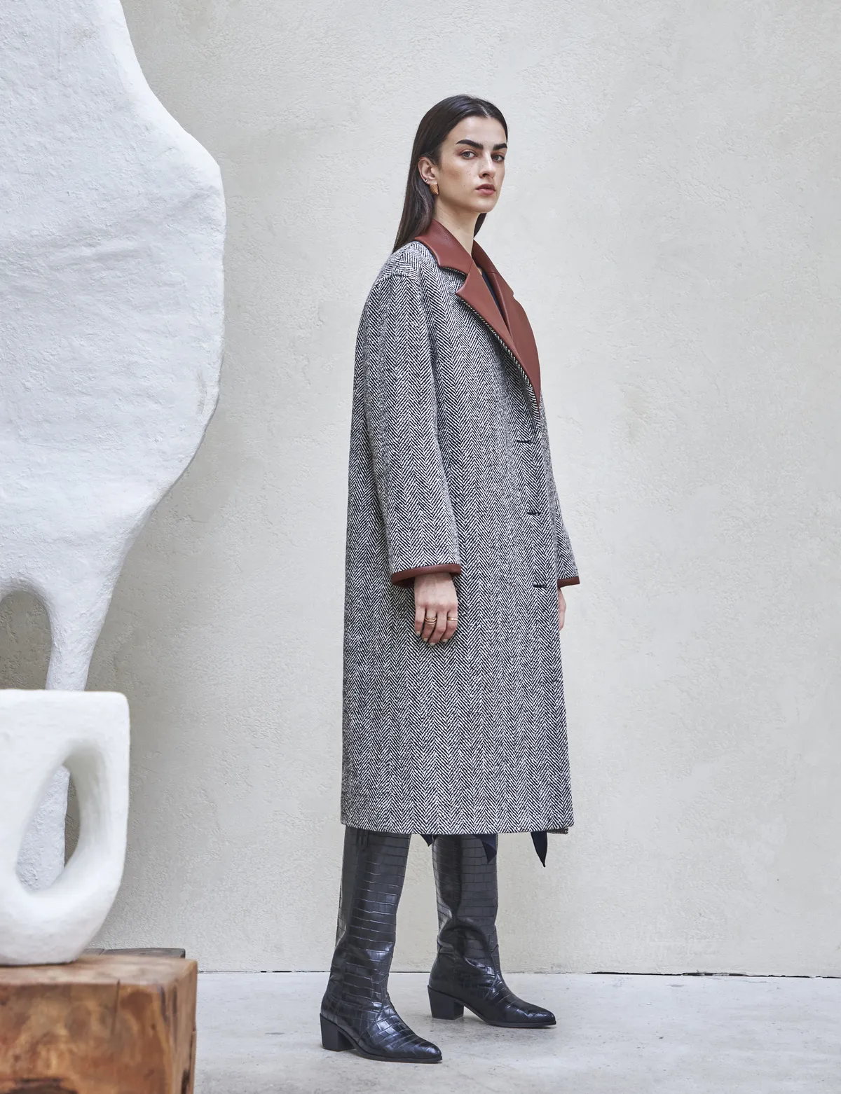 OVERSIZED SINGLE COAT - brown