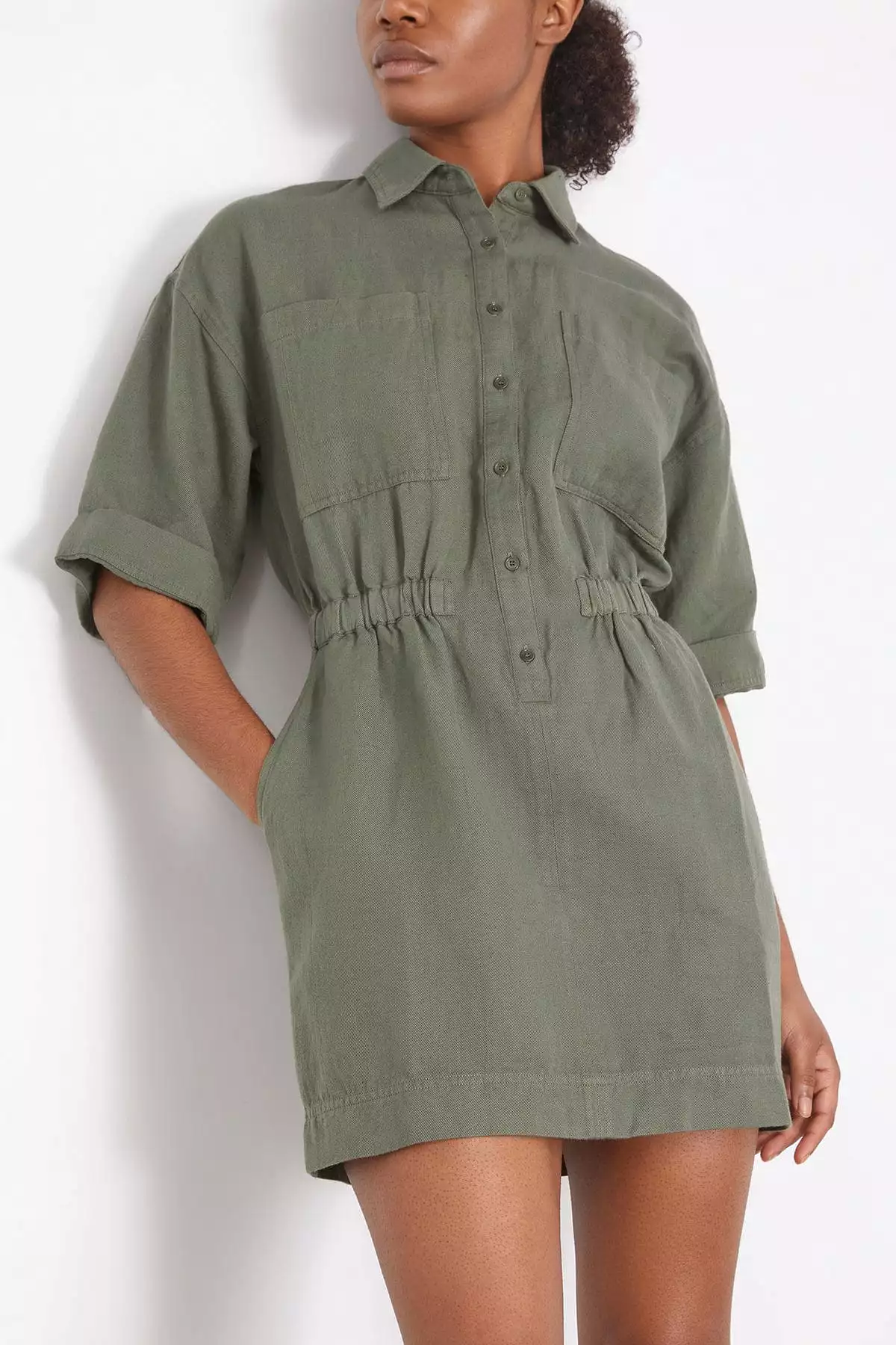 Palmera Mini Dress in Thyme