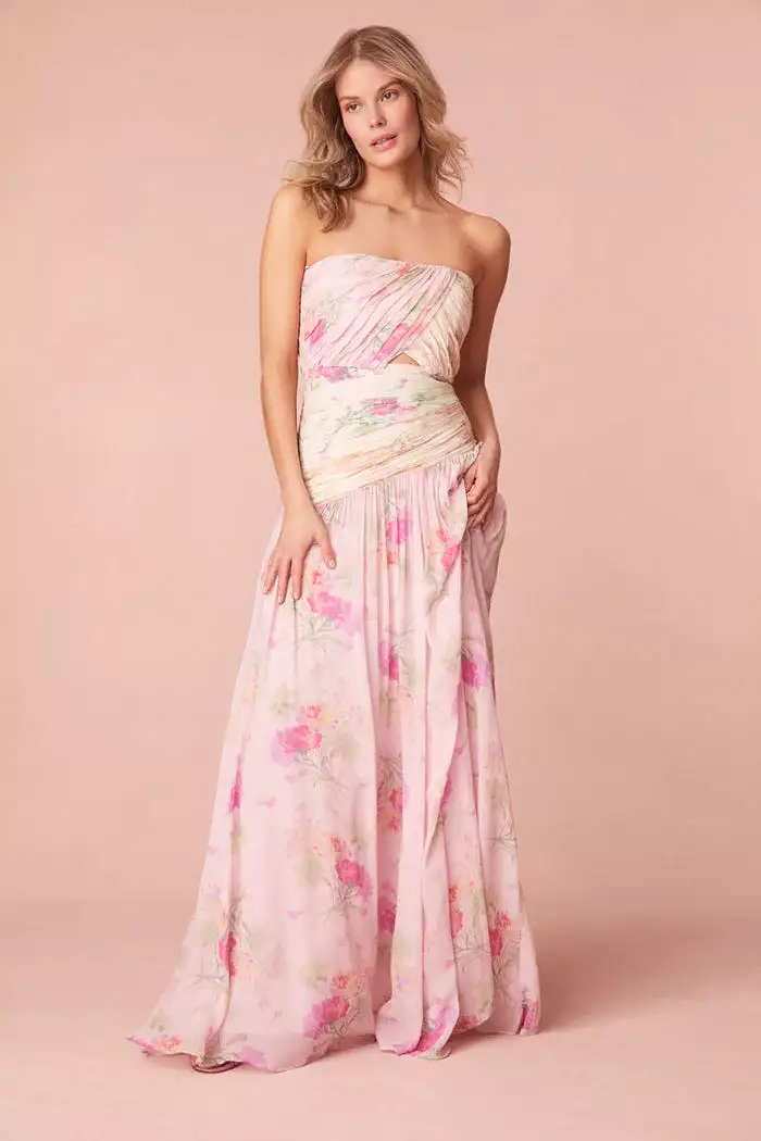 Pintil Strapless Floral Gown