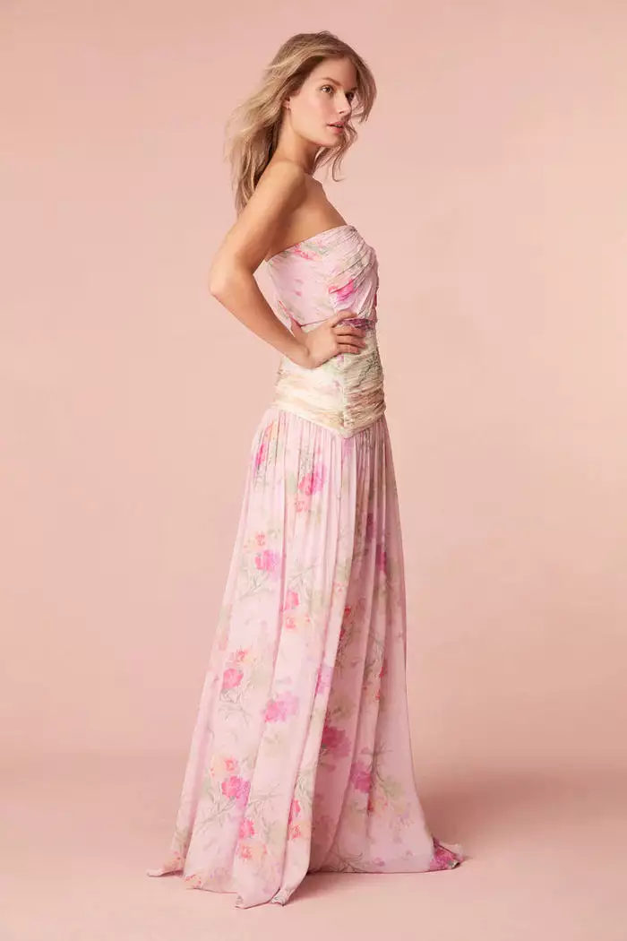 Pintil Strapless Floral Gown