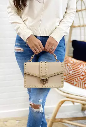 Pointelle Gold Stud Handbag