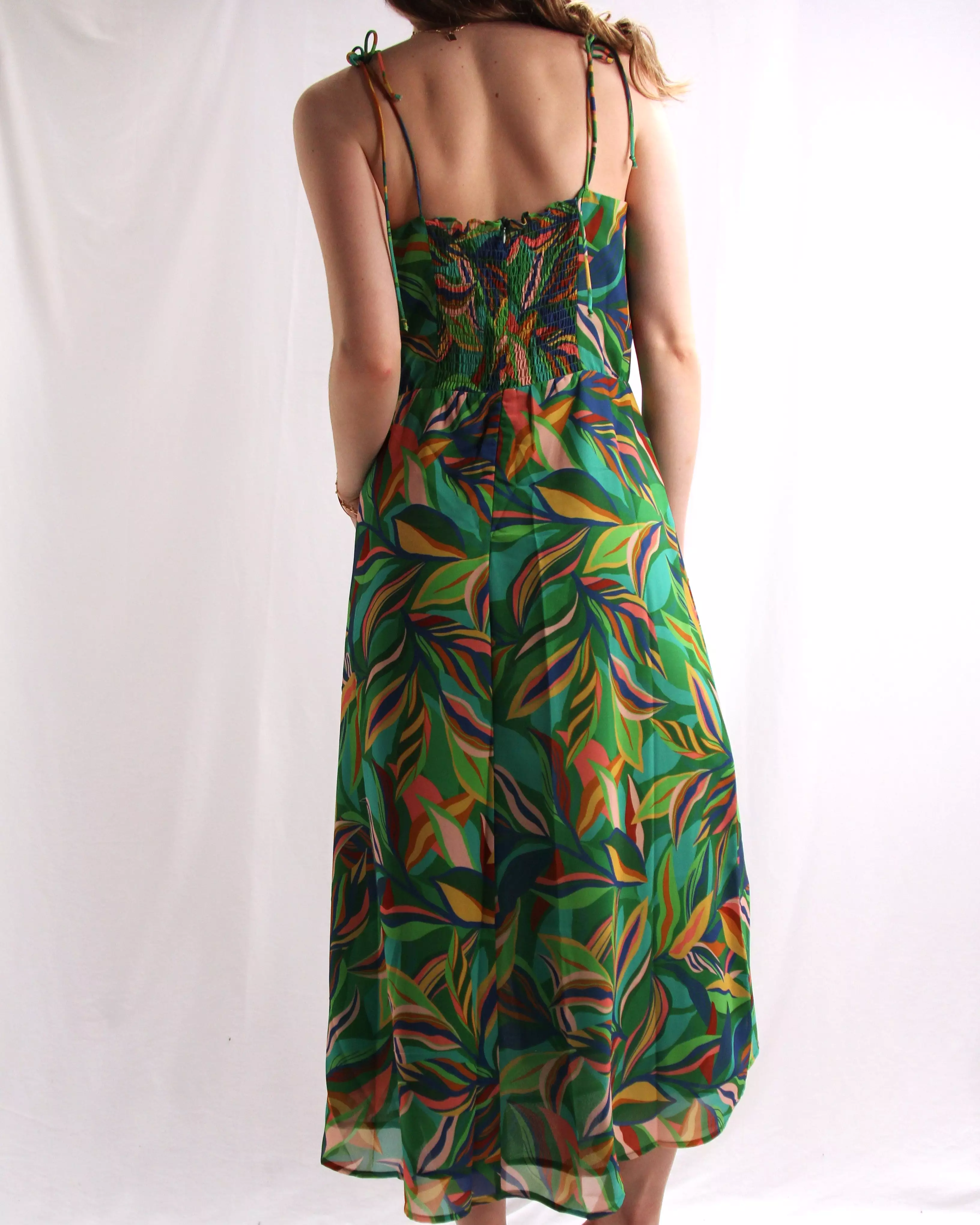 Printed Midi Dress - Emerald