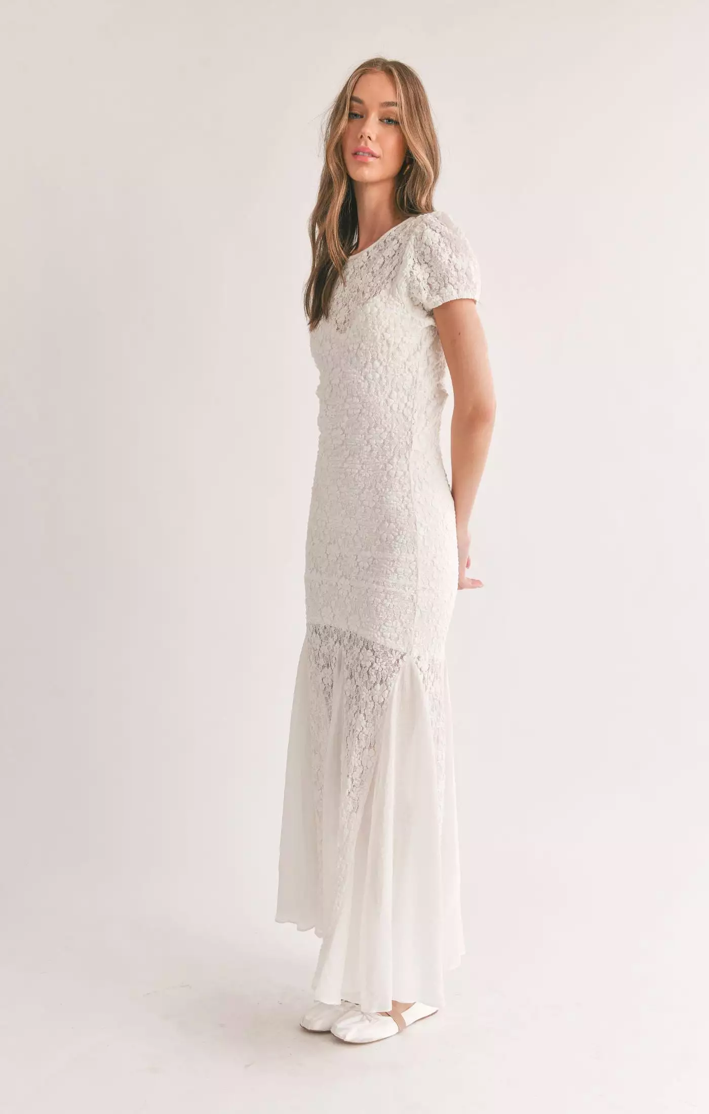 Quiet Light Godet Flare Maxi Dress