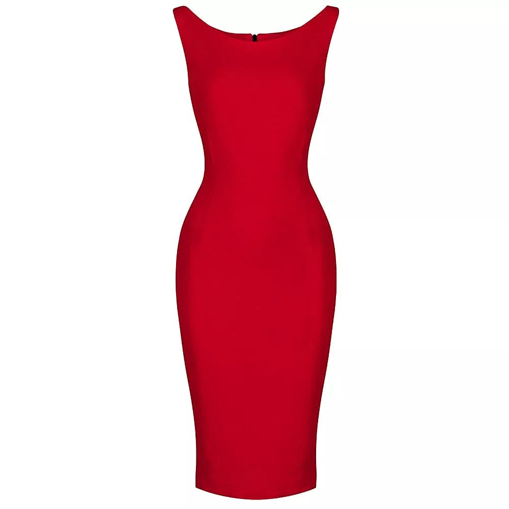 Red 40s Bodycon Sleeveless Hollywood Wiggle Dress